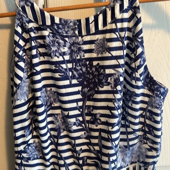 Eliza J Blue Striped Floral Fit & Flare Cut Out Halter Neck Dress Womens SIZE 8 - Picture 3 of 9